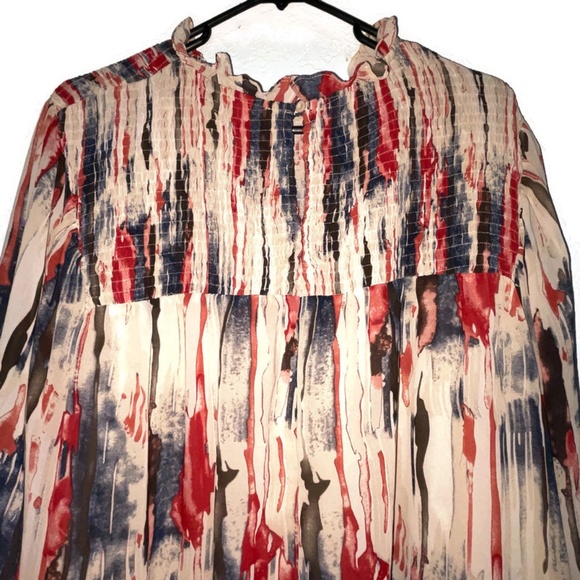 ENTRO ABSTRACT BUBBLE SLEEVE BLOUSE SZ XL - Picture 6 of 8